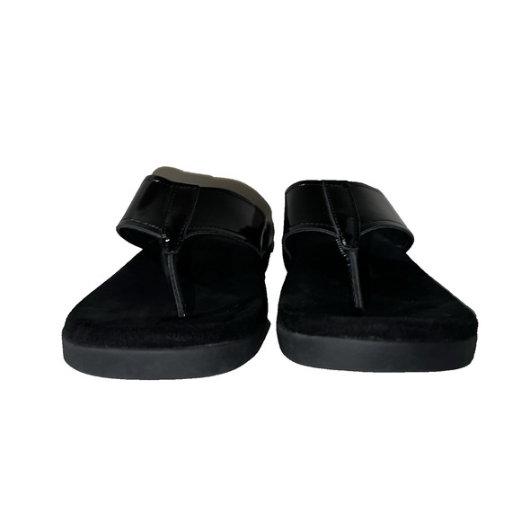 Spenco Shoes Women's Size 10 Black Patent Thong Arch Support Comfort Sandals - Picture 4 of 9